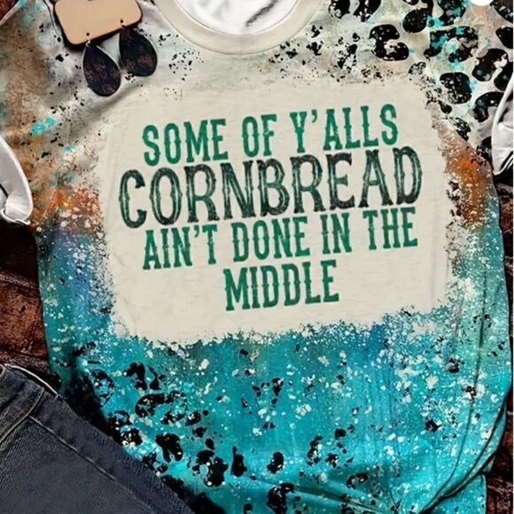 Western Leopard Pattern Cornbread Quote Country Girl T Shirt Funny - Picture 1 of 5